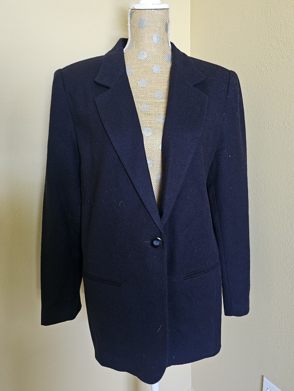 Sag Harbor 100% Wool Navy Blue Blazer 12 Vintage Lined